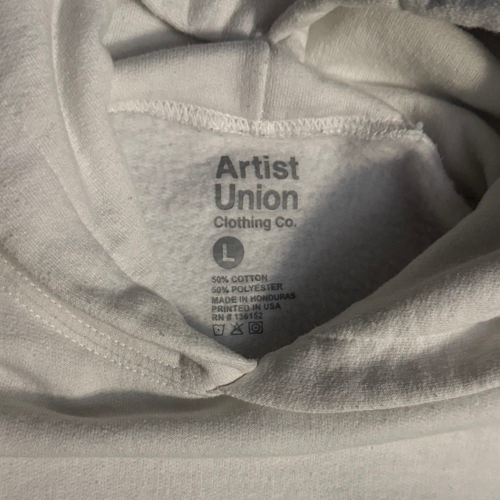 Artist Union Clothing Co. White Hoodie with Blue Logo - Picture 3 of 3